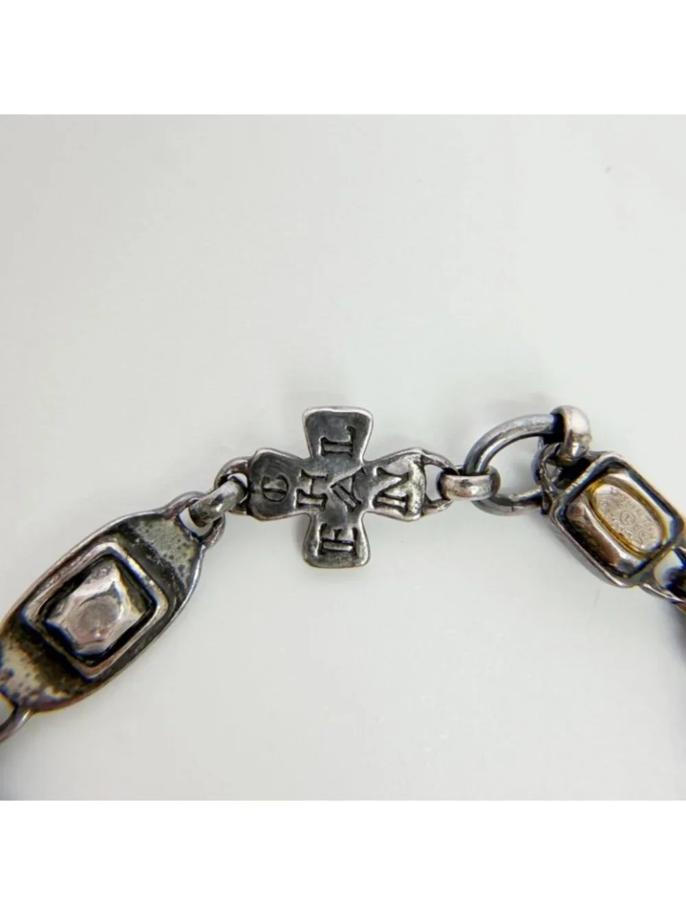 Chanel CC Logo Multi Charm Bracelet Plated Silver Vintage